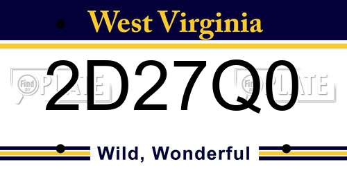 2D27Q0 West Virginia License Plate