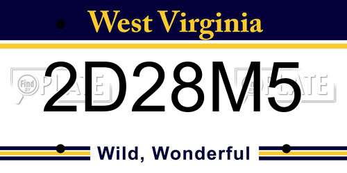 2D28M5 West Virginia License Plate