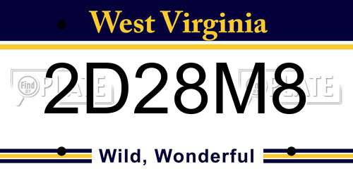 2D28M8 West Virginia License Plate