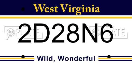 2D28N6 West Virginia License Plate