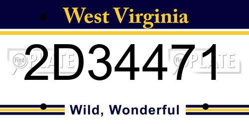 2D34471 West Virginia License Plate