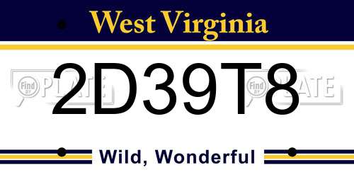 2D39T8 West Virginia License Plate