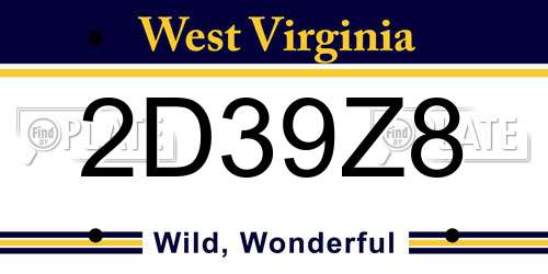 2D39Z8 West Virginia License Plate