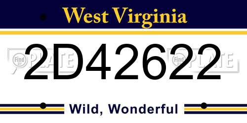 2D42622 West Virginia License Plate
