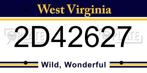 2D42627 West Virginia License Plate