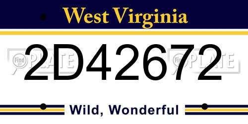 2D42672 West Virginia License Plate