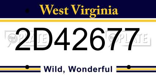 2D42677 West Virginia License Plate