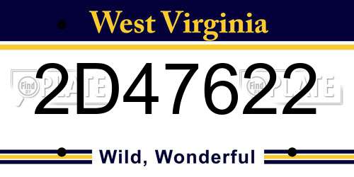 2D47622 West Virginia License Plate