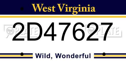2D47627 West Virginia License Plate