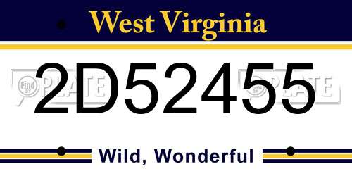 2D52455 West Virginia License Plate