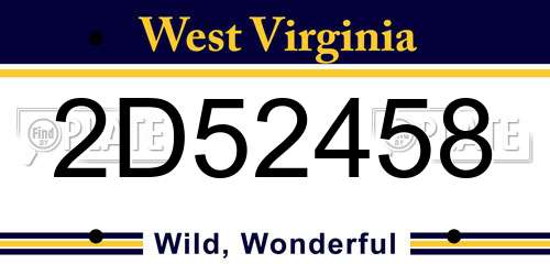 2D52458 West Virginia License Plate