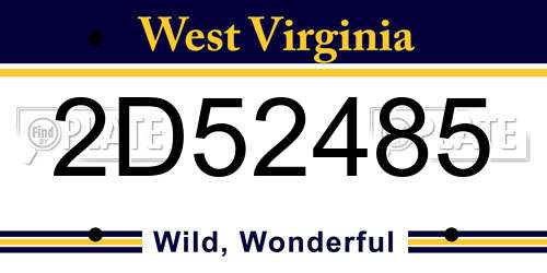 2D52485 West Virginia License Plate