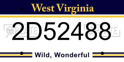 2D52488 West Virginia License Plate