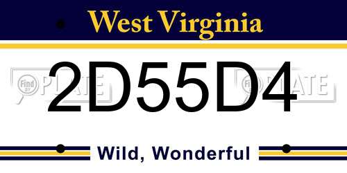 2D55D4 West Virginia License Plate