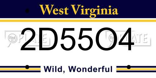 2D55O4 West Virginia License Plate