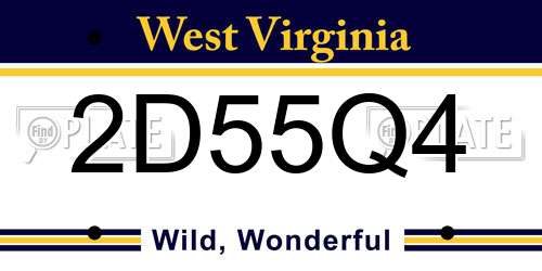 2D55Q4 West Virginia License Plate