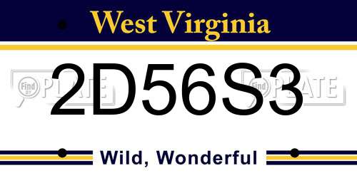 2D56S3 West Virginia License Plate