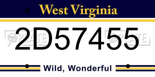 2D57455 West Virginia License Plate