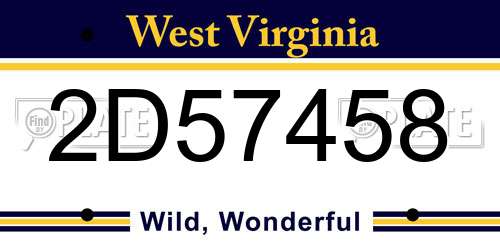 2D57458 West Virginia License Plate