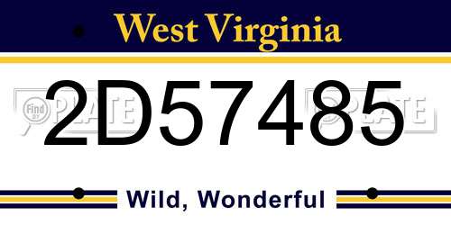 2D57485 West Virginia License Plate