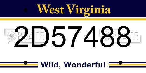 2D57488 West Virginia License Plate