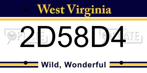 2D58D4 West Virginia License Plate