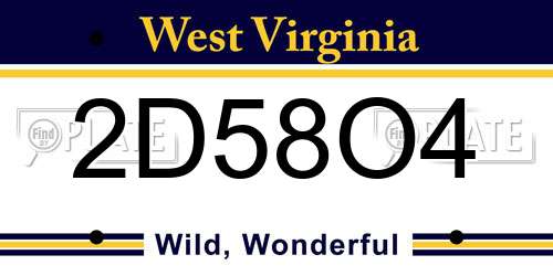 2D58O4 West Virginia License Plate