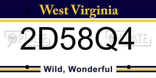 2D58Q4 West Virginia License Plate