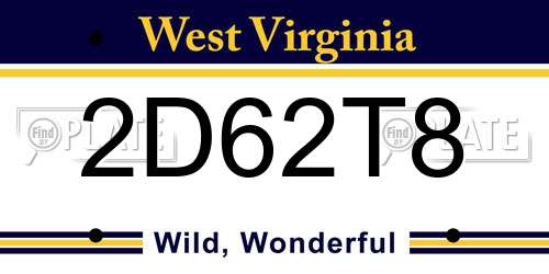 2D62T8 West Virginia License Plate