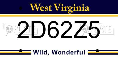 2D62Z5 West Virginia License Plate