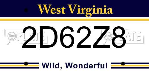2D62Z8 West Virginia License Plate