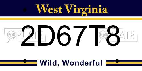 2D67T8 West Virginia License Plate