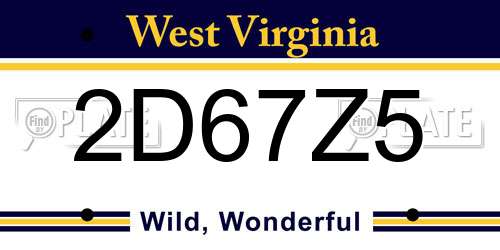 2D67Z5 West Virginia License Plate