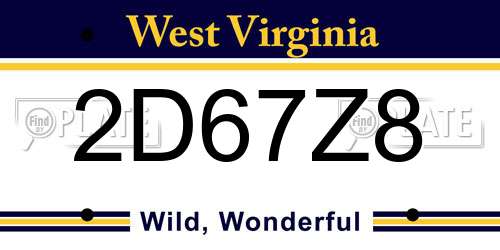 2D67Z8 West Virginia License Plate