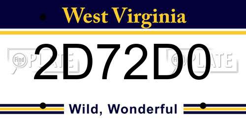 2D72D0 West Virginia License Plate