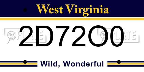 2D72O0 West Virginia License Plate