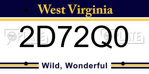 2D72Q0 West Virginia License Plate