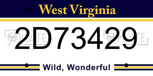 2D73429 West Virginia License Plate