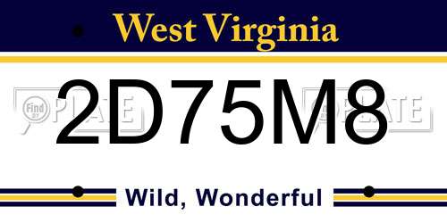 2D75M8 West Virginia License Plate