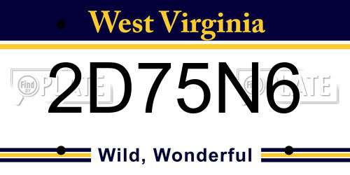 2D75N6 West Virginia License Plate