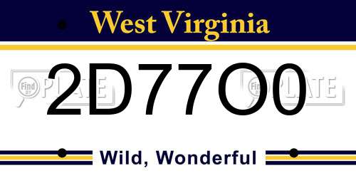 2D77O0 West Virginia License Plate