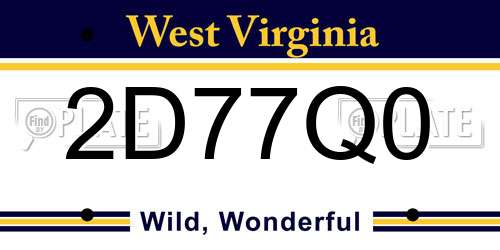 2D77Q0 West Virginia License Plate