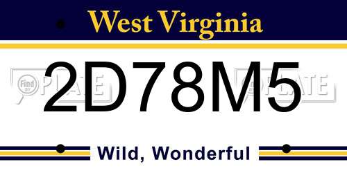 2D78M5 West Virginia License Plate