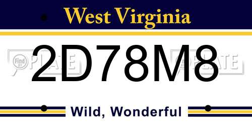 2D78M8 West Virginia License Plate
