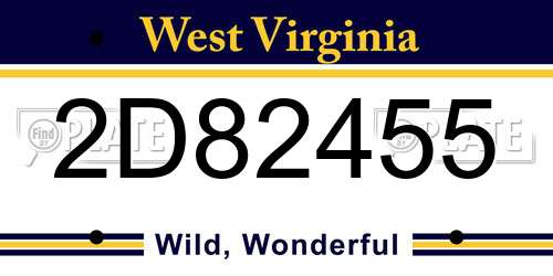 2D82455 West Virginia License Plate