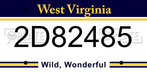 2D82485 West Virginia License Plate