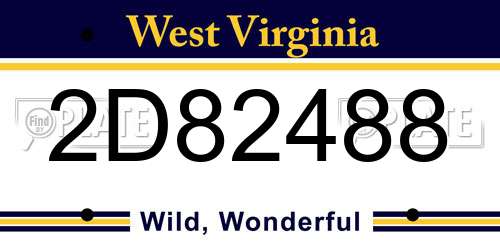 2D82488 West Virginia License Plate