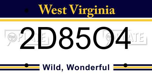 2D85O4 West Virginia License Plate
