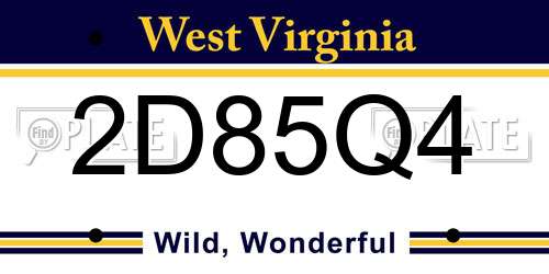 2D85Q4 West Virginia License Plate