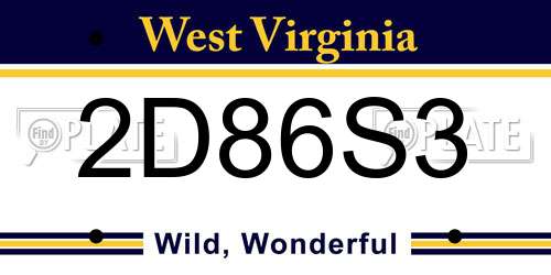 2D86S3 West Virginia License Plate